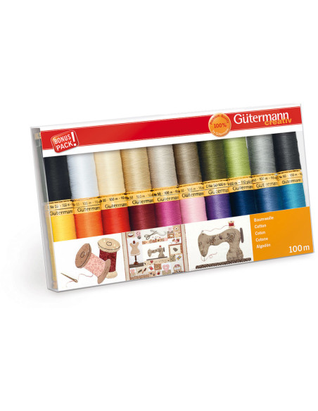 Set mit 20 Nähfäden aus Baumwolle von Gütermann