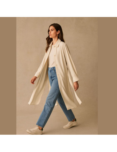 Schwerer Viskose-Twill-Stoff - Ecru