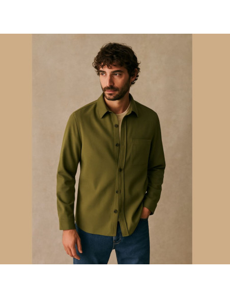 Schwerer Viskose-Twill-Stoff - Oliv