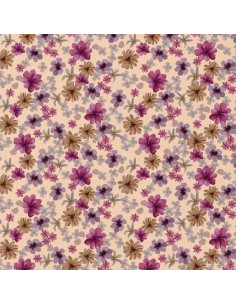Baumwoll-Popeline-Stoff - Lila und Pfirsich Aster 2