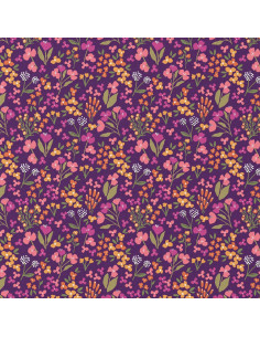 Baumwoll-Popeline-Stoff - Bibury violett und gelb 2