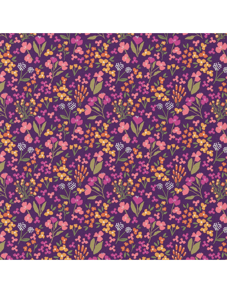 Baumwoll-Popeline-Stoff - Bibury violett und gelb