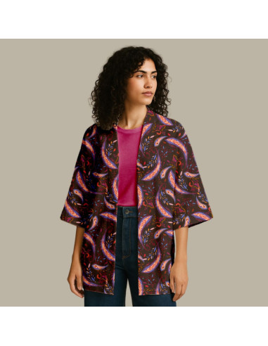 Tissu viscose - Nini violet et bleu