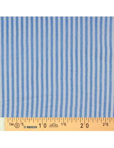 Gekreppter Double-Gauze-Stoff mit Streifen - Azurblau und gebrochenes Weiß 2