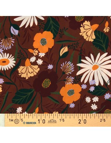 Viskosestoff - Moricette braun und orange