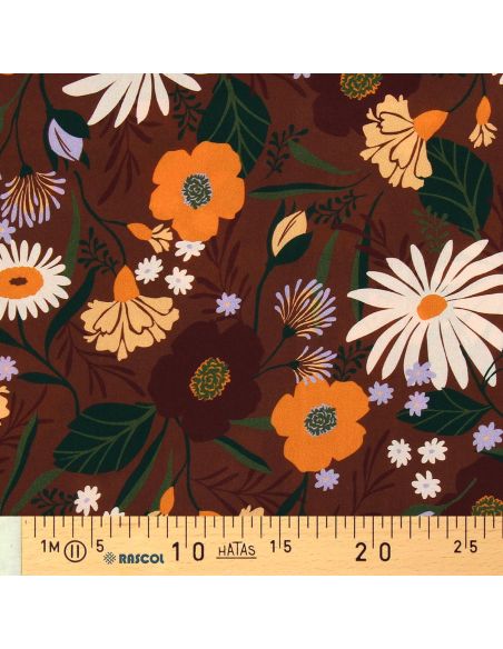 Viskosestoff - Moricette braun und orange