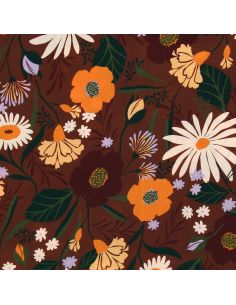 Viskosestoff - Moricette braun und orange 2