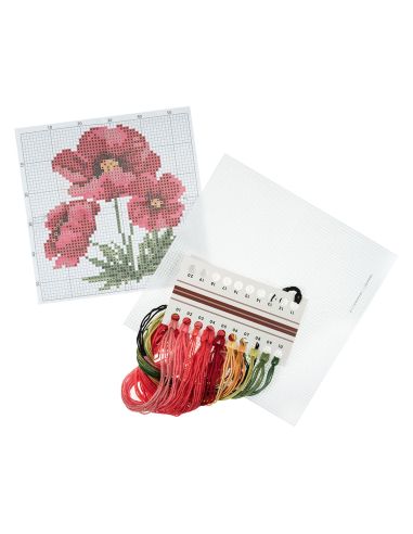 Mini-Kreuzstich-Set - Mohnblumen