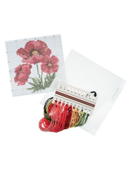 Mini-Kreuzstich-Set - Mohnblumen