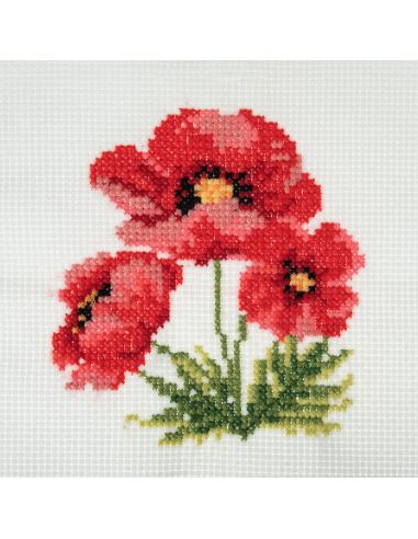 Mini-Kreuzstich-Set - Mohnblumen