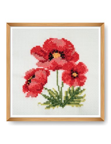 Mini-Kreuzstich-Set - Mohnblumen