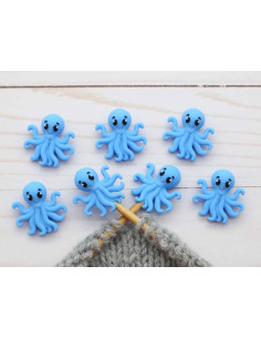 Maschenstopper für Stricknadeln - Blauer Oktopus 2