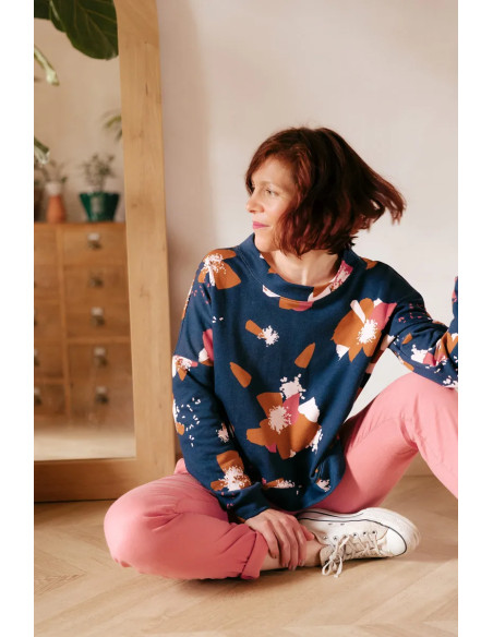 Sweatstoff Anémona Tintenblau - Églantine & Zoé