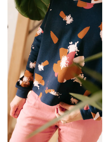 Sweatstoff Anémona Tintenblau - Églantine & Zoé