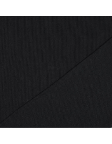 Fein gerippter Baumwoll-Jersey-Stoff - Schwarz