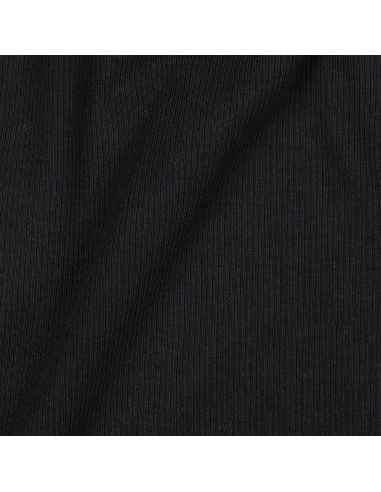 Fein gerippter Baumwoll-Jersey-Stoff - Schwarz