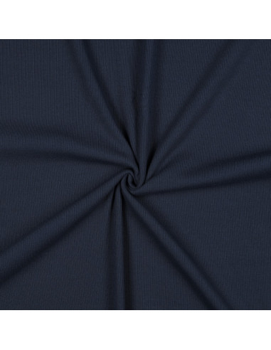 Fein gerippter Baumwoll-Jersey-Stoff - Navy