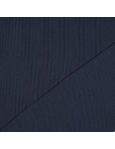 Fein gerippter Baumwolljersey-Stoff - Navy