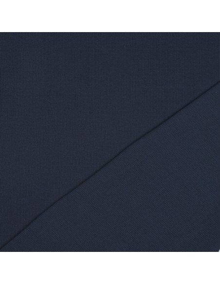 Fein gerippter Baumwolljersey-Stoff - Navy