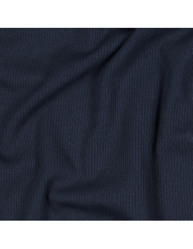 Fein gerippter Baumwolljersey-Stoff - Navy