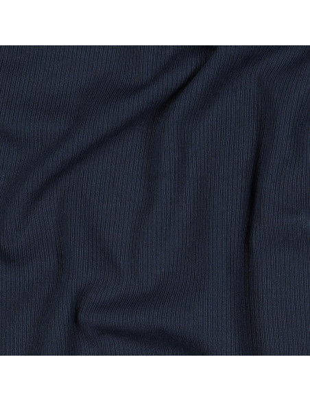 Fein gerippter Baumwolljersey-Stoff - Navy