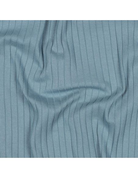 Leichter gerippter Jersey-Stoff aus Baumwolle - Jeansblau