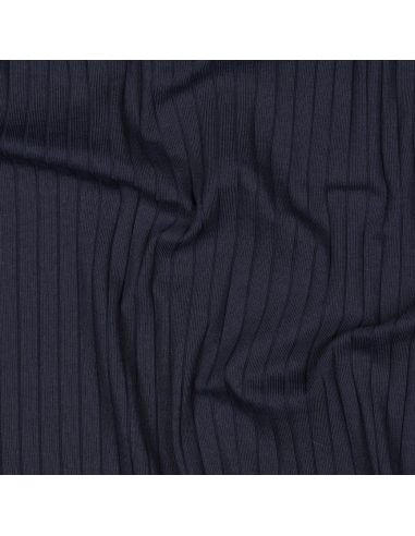 Leichter gerippter Baumwoll-Jersey-Stoff - Marineblau