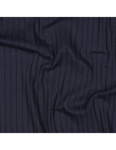 Leichter gerippter Baumwoll-Jersey-Stoff - Marineblau