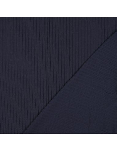 Leichter gerippter Baumwoll-Jersey-Stoff - Marineblau