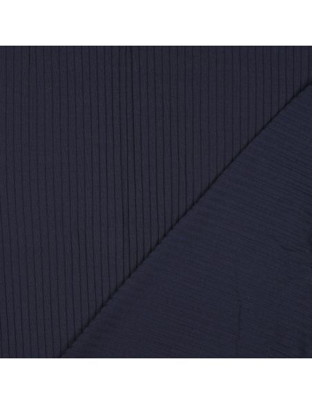 Leichter gerippter Baumwoll-Jersey-Stoff - Marineblau