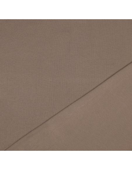 Fein gerippter Baumwoll-Jersey-Stoff - Taupe