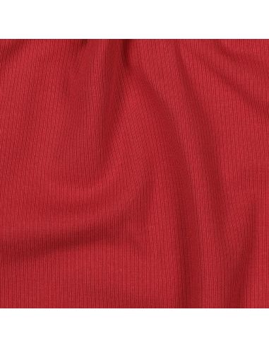 Fein gerippter Baumwolljersey-Stoff - Dunkelrot