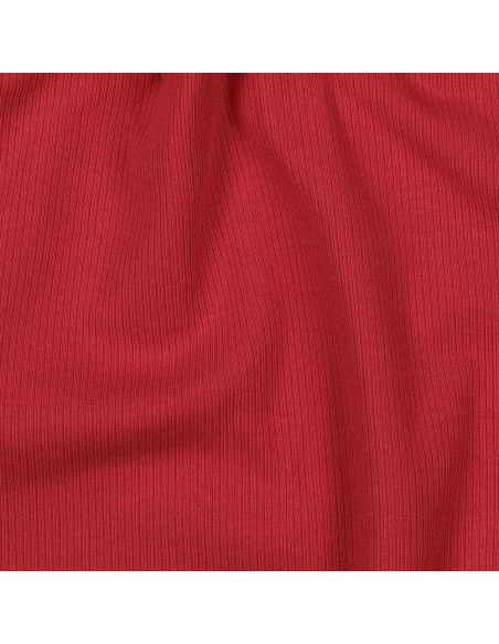 Fein gerippter Baumwolljersey-Stoff - Dunkelrot