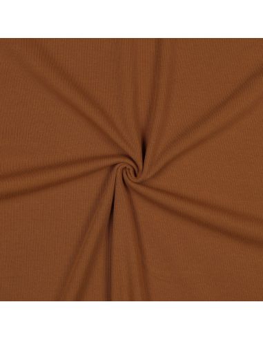 Fein gerippter Baumwolljersey-Stoff - Cognac