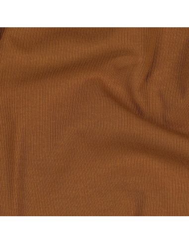 Fein gerippter Baumwolljersey-Stoff - Cognac
