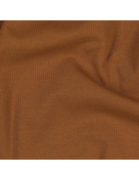 Fein gerippter Baumwolljersey-Stoff - Cognac
