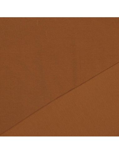 Fein gerippter Baumwolljersey-Stoff - Cognac