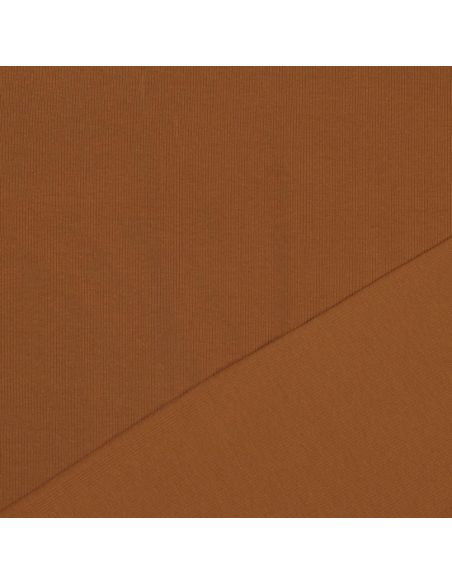 Fein gerippter Baumwolljersey-Stoff - Cognac