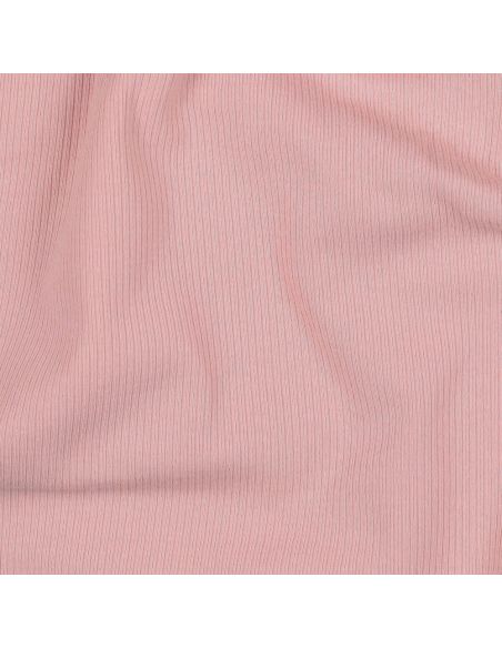 Fein gerippter Baumwoll-Jersey-Stoff - Rosa
