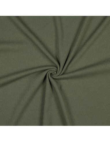 Fein gerippter Baumwoll-Jersey-Stoff - Khaki