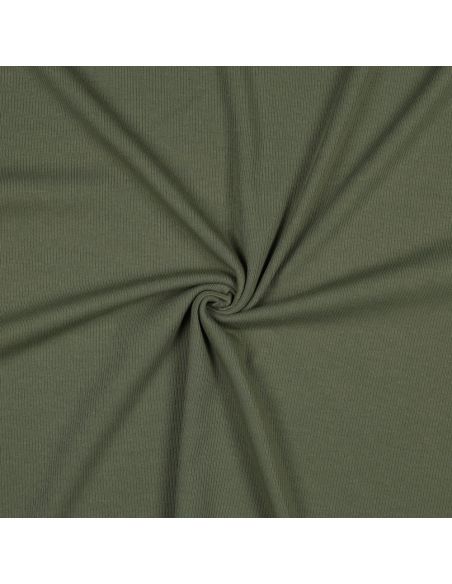 Fein gerippter Baumwoll-Jersey-Stoff - Khaki