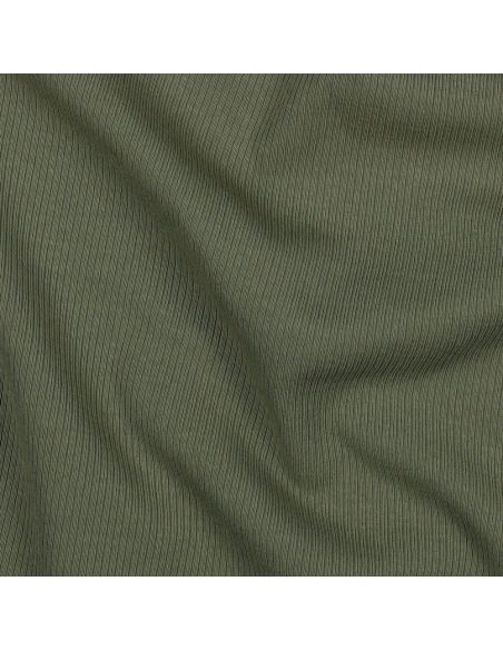 Fein gerippter Baumwoll-Jersey-Stoff - Khaki