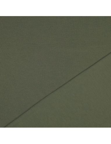 Fein gerippter Baumwoll-Jersey-Stoff - Khaki