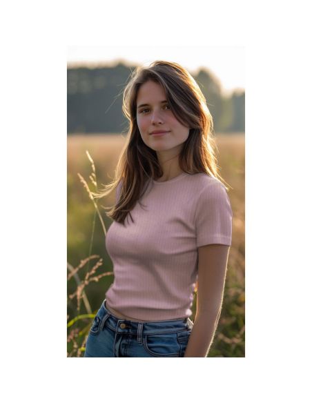 Leichter gerippter Baumwoll-Jersey-Stoff - Mauve