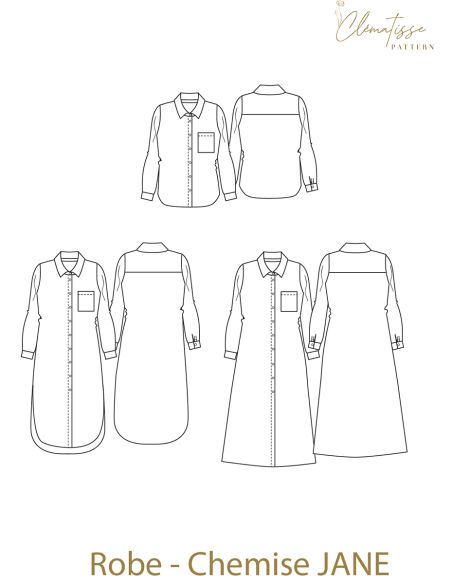 Kleidhemd-Schnittmuster Jane - Clématisse Pattern
