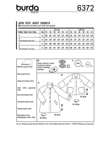Jackenschnittmuster - Burda 6372