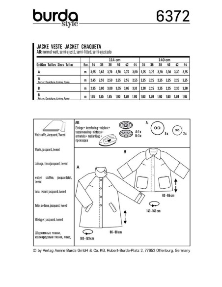 Jackenschnittmuster - Burda 6372