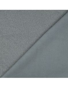 Doppelseitiger Teddy-Fleece-Stoff - Blaugrau