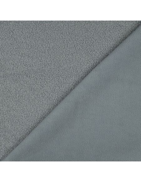 Doppelseitiger Teddy-Fleece-Stoff - Blaugrau
