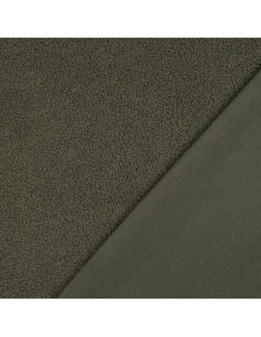 Doppelseitiger Teddy-Fleece-Stoff - Khaki